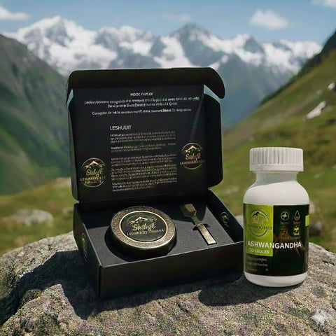 Pack Shilajit & Ashwagandha – Résine 30 g + 120 Gélules